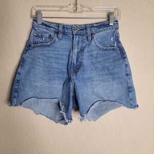 Abercrombie & Fitch Curve Love The Dad Cutoff Short Womens Sz 26 Blue High Rise